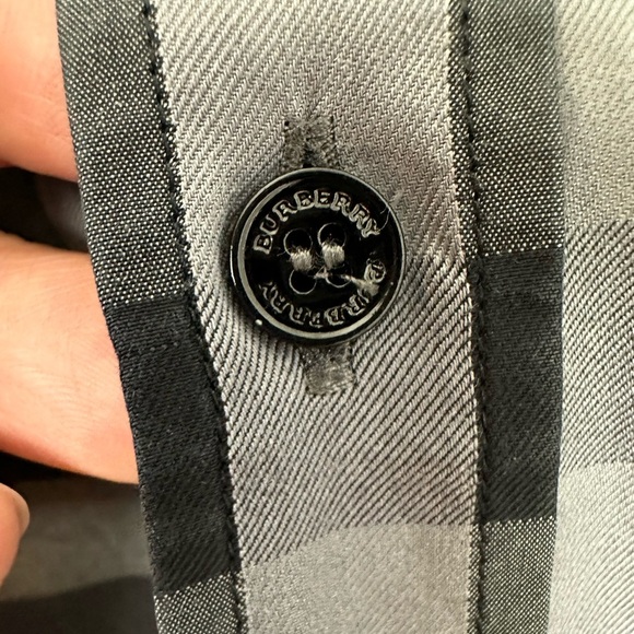 Burberry London Treyforth Charcoal Gray Check Button-Down Shirt Tailored Fit - Picture 7 of 17